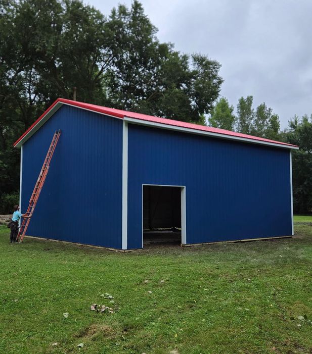 Versatile pole barn used for storage and workshop space